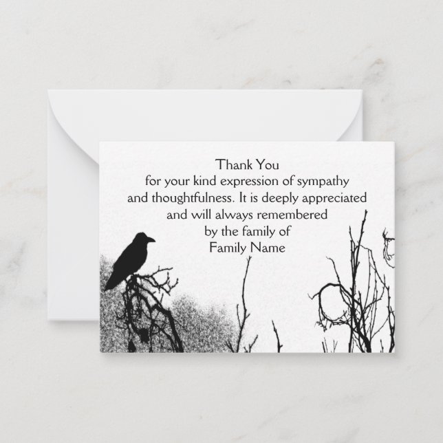 Silhouetted Crow Thank You Card (Front)