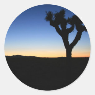 Silhouetted Joshua Tree Classic Round Sticker