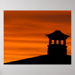 Silhouetted Pagoda Poster