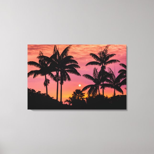 Silhouetted palm trees, Hawaii Canvas Print (Front)