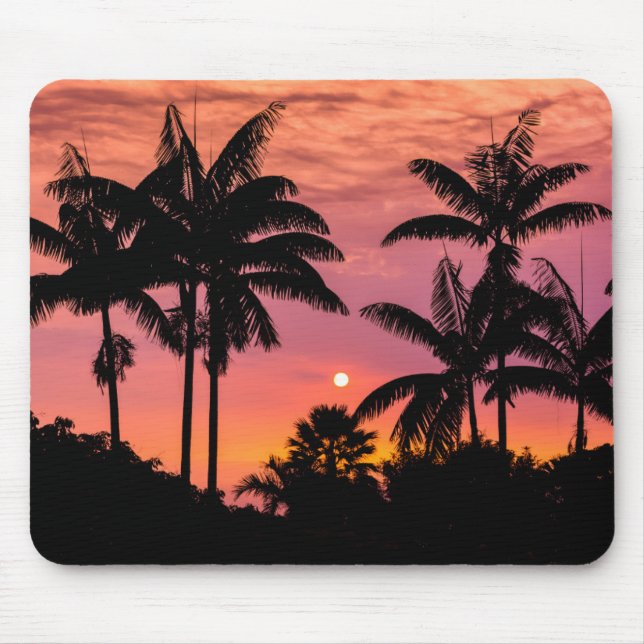 Silhouetted palm trees, Hawaii Mouse Mat (Front)