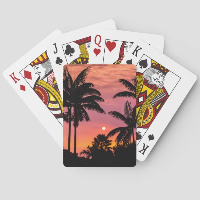 Silhouetted palm trees, Hawaii Playing Cards (Back)