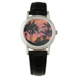 Silhouetted palm trees, Hawaii Watch