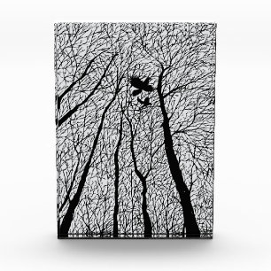 Silhouetted Ravens in the Winter Trees Photo Block