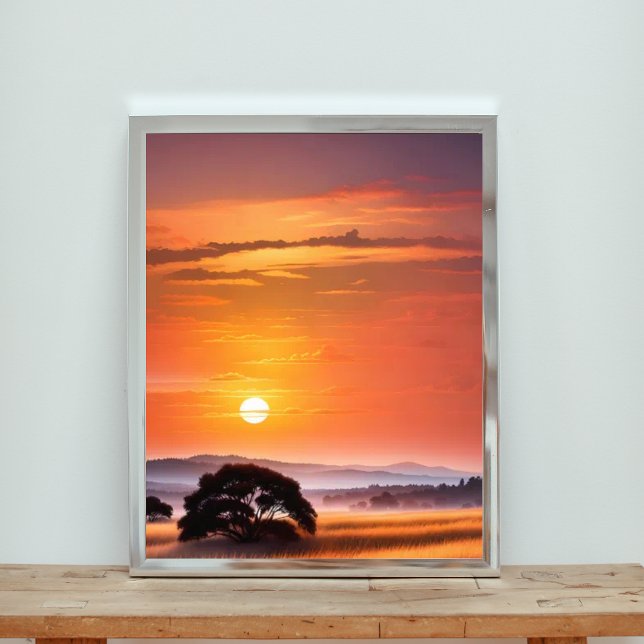 Silhouetted Tree at Sunset Photo Print (Creator Uploaded)