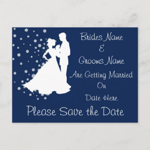 Silhouettes Navy Blue Wedding Save The Date Announcement Postcard