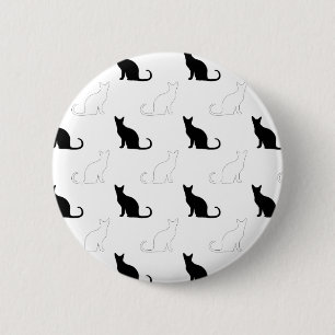 Silhouettes Of Black and White Cats 6 Cm Round Badge