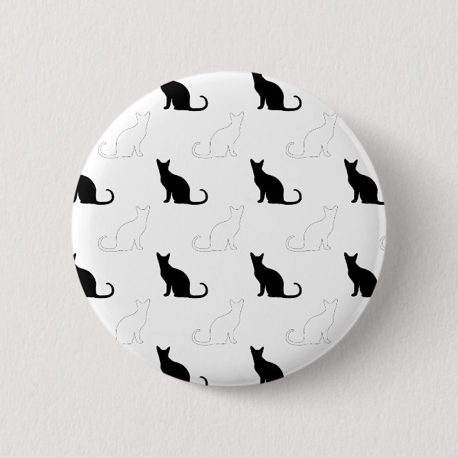Silhouettes Of Black and White Cats 6 Cm Round Badge (Front)