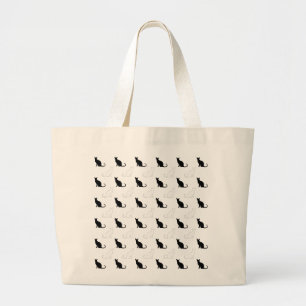 Silhouettes Of Black and White Cats Large Tote Bag