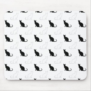 Silhouettes Of Black and White Cats Mouse Mat