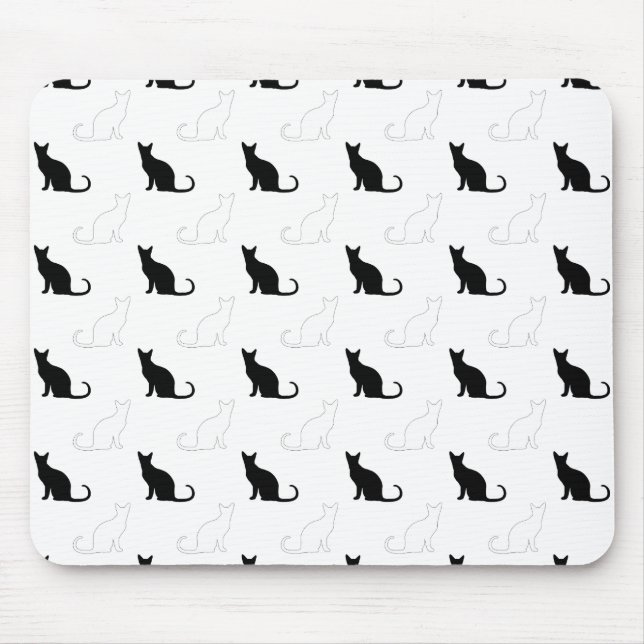 Silhouettes Of Black and White Cats Mouse Mat (Front)