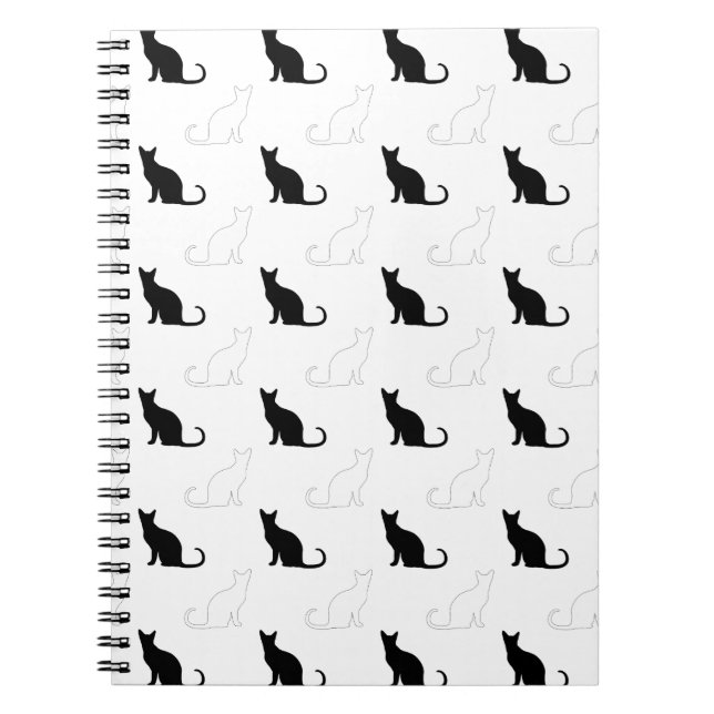 Silhouettes Of Black and White Cats Notebook (Front)
