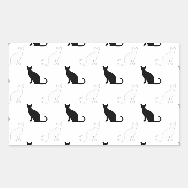 Silhouettes Of Black and White Cats Rectangular Sticker (Front)