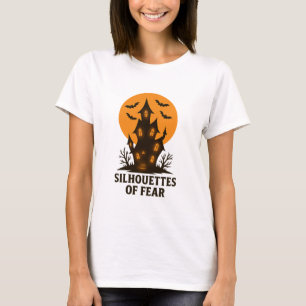 Silhouettes of Fear – Haunted House Halloween T-Shirt
