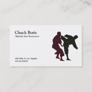 Silhouettes of Martial Artists During a Fight Business Card