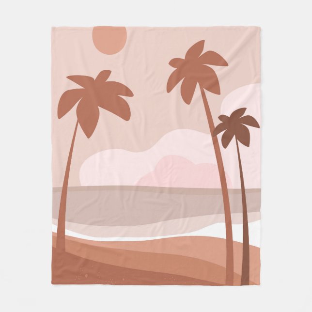 Silhouettes of palm trees fleece blanket (Front)