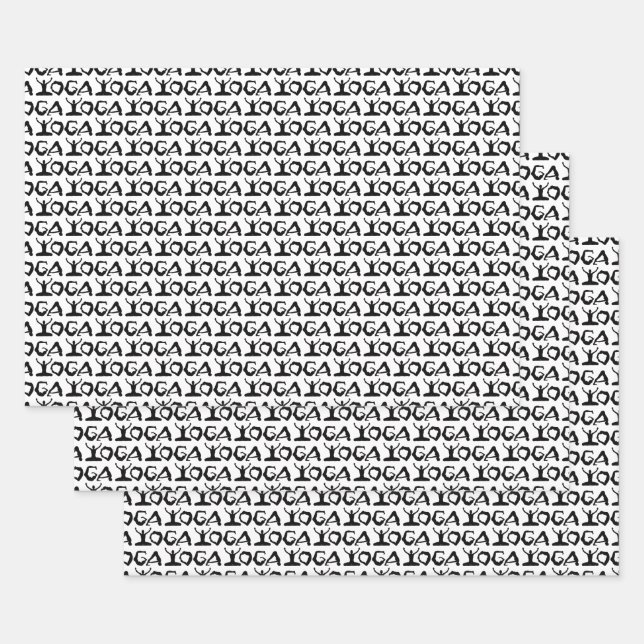 Silhouettes Of Yoga Positions Wrapping Paper Sheet (Set)