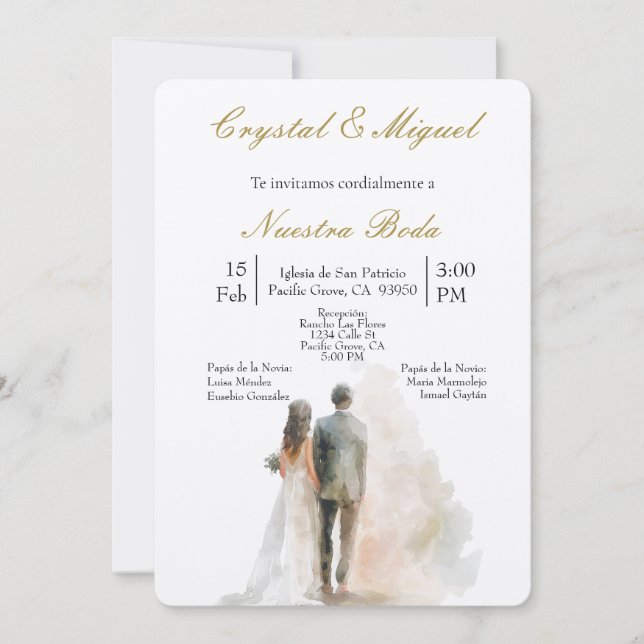 Silhueta de novia y novio  invitation (Front)