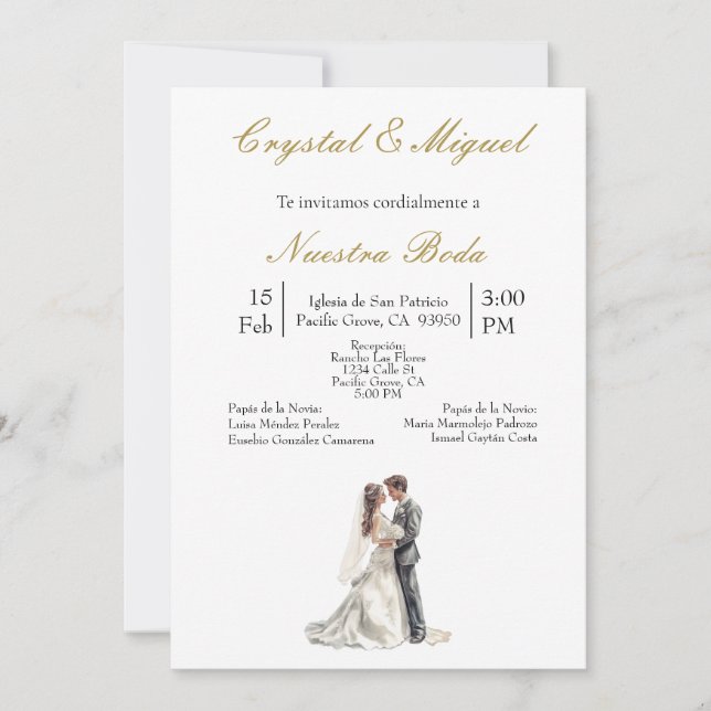 Silhueta de novia y novio  invitation (Front)