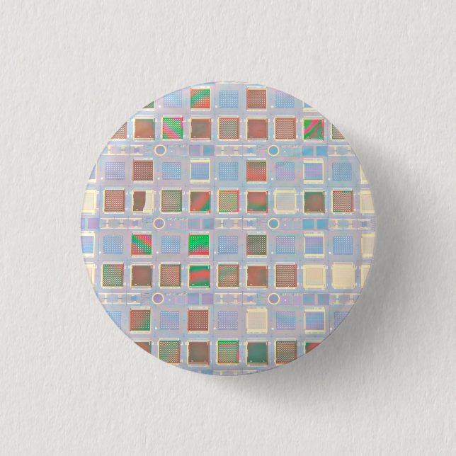Silicon Chips on a Wafer Button (Front)