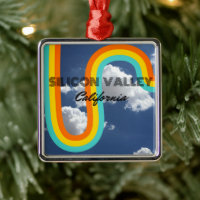 Silicon Valley California Retro Rainbow and Clouds