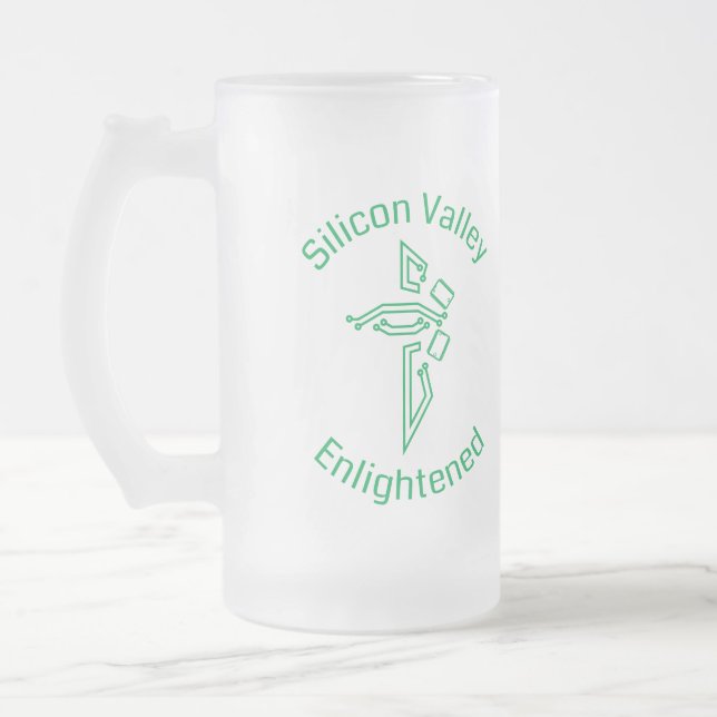 Silicon Valley Enlightened Frosted Pint Glass Beer Mug (Left)