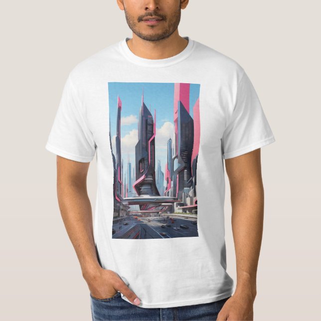 Silicon Valley Futurism: Abstract Cityscape Art T-Shirt (Front)