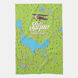 Siljan Lake Sweden map Tea Towel