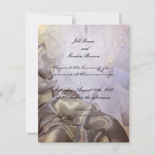 Silk and Organza Floral Wedding Invitation (Front)