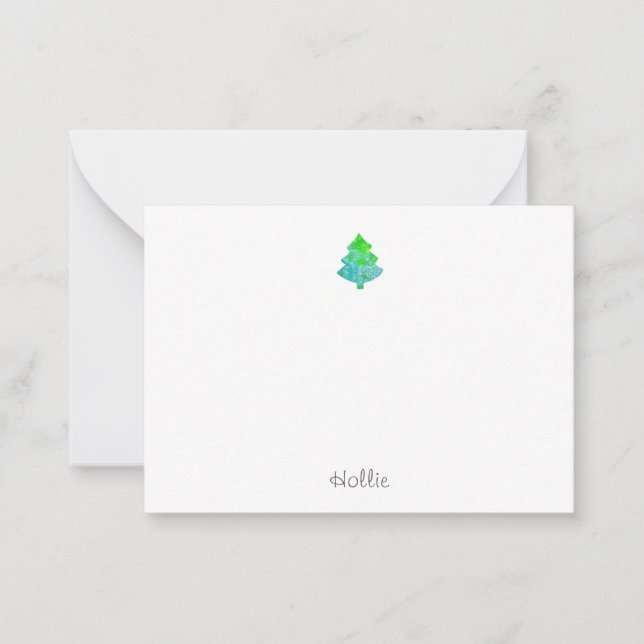 Silk Aqua & Green Abstract Tree Card (Front)