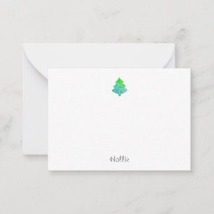 Silk Aqua & Green Abstract Tree Card
