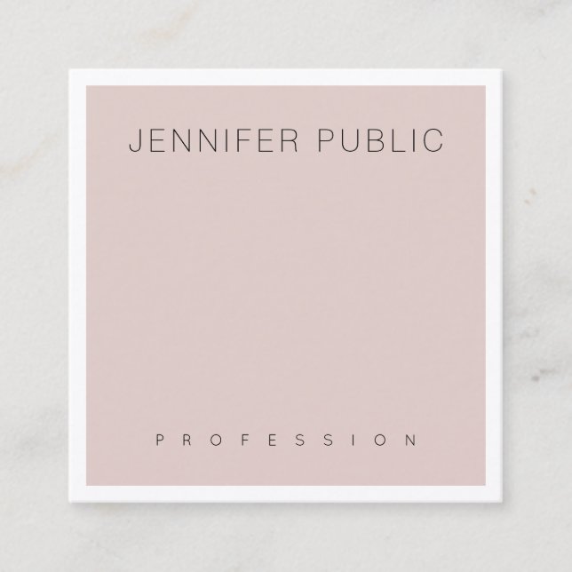 Silk Blush Pink Modern Fashionable Luxury Plain Square Business Card (Front)