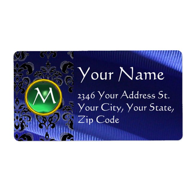 SILK DAMASK GEM green electric blue (Front)