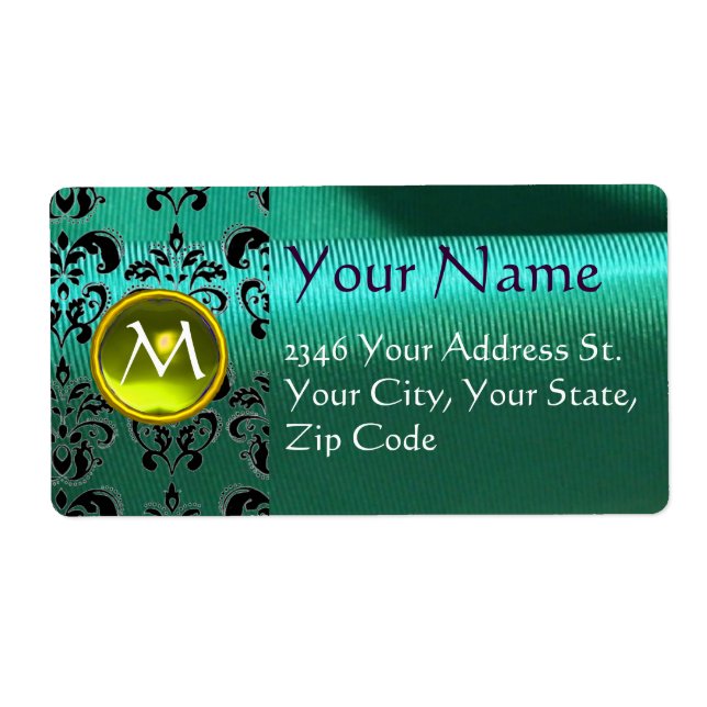 SILK DAMASK GEM yellow green blue (Front)