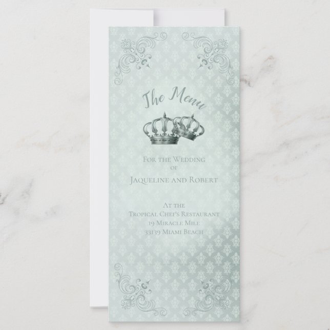 Silk Damask - Wedding Menu Card (Front)