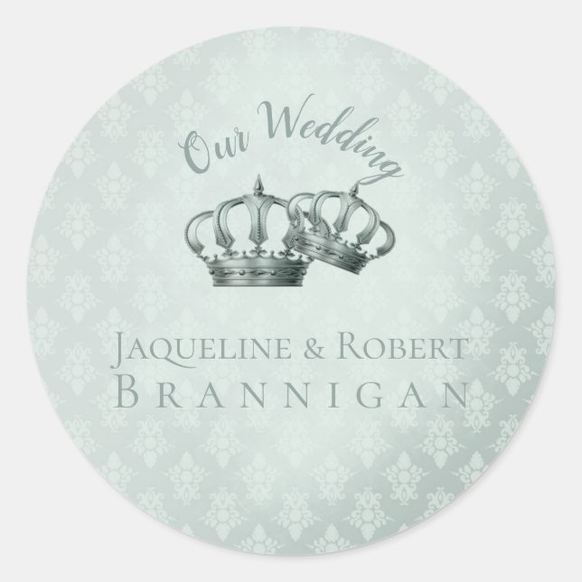 Silk Damask - Wedding Sticker (Front)
