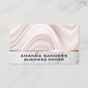 Silk Drapery Marble Silver Trim Business Card
