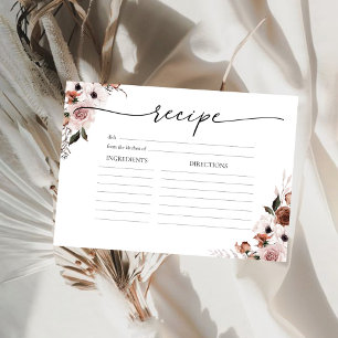 Silk Floral Bridal Shower Large Recipe Card