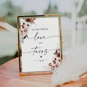 Silk Floral Bridal Shower Love and Tacos Sign