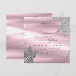 Silk Floral Glam Lily Silver Purple Birthday Party Invitation