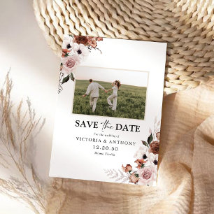 Silk Floral Save The Date with Photo Card