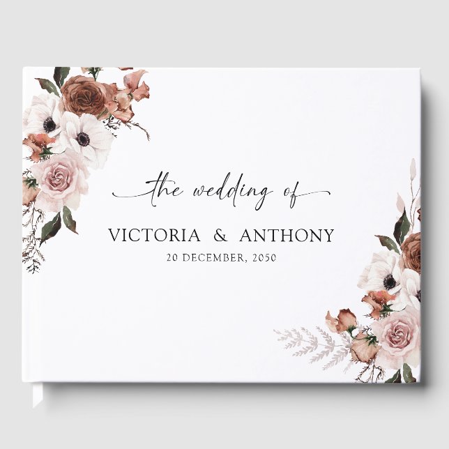 Silk Floral Wedding Guest Book (Front)