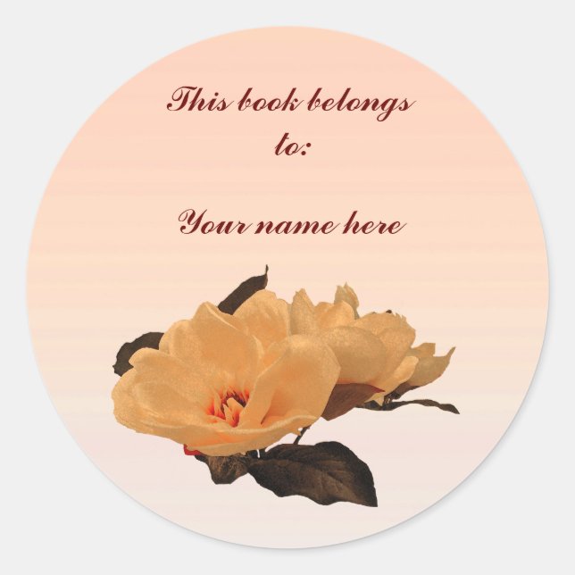 Silk Flowers Bookplate Classic Round Sticker (Front)