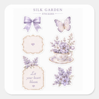 Silk Garden Purple Floral Sticker Set