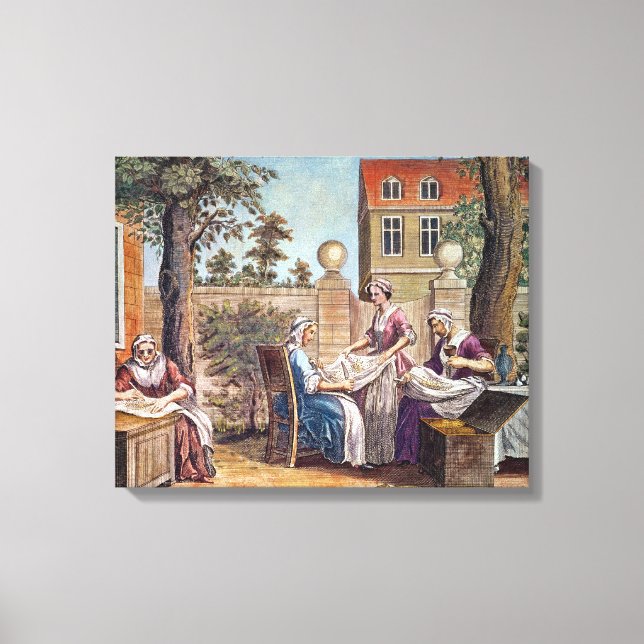 Silk-Making, engraved by J. Hinton Canvas Print (Front)