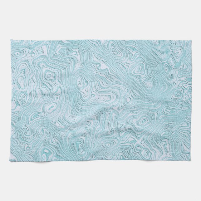 Silk Moire Pattern in Bright Aqua Tea Towel (Horizontal)