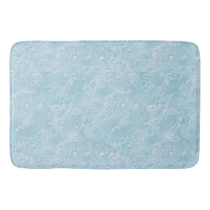 Silk Moire Small Pattern in Bright Aqua Bath Mat