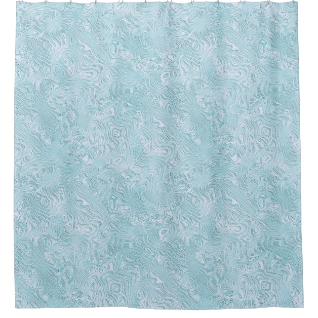 Silk Moire Small Pattern in Bright Aqua Shower Curtain (Front)