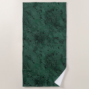 Silk Moire Small Pattern in Forest Green Beach Towel