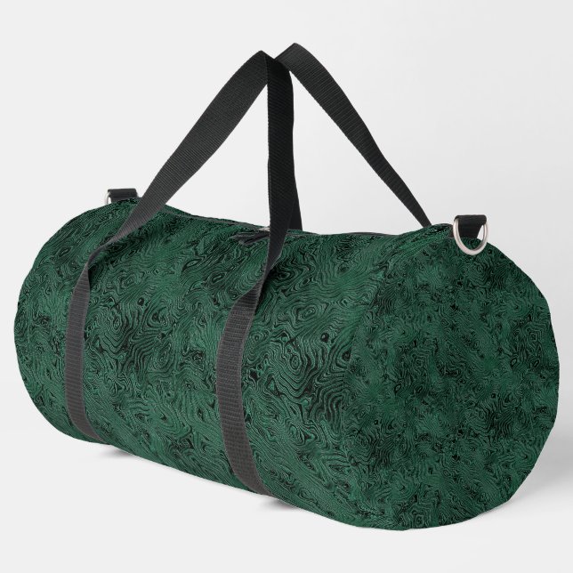 Silk Moire Small Pattern in Forest Green Duffle Bag (Left Corner)
